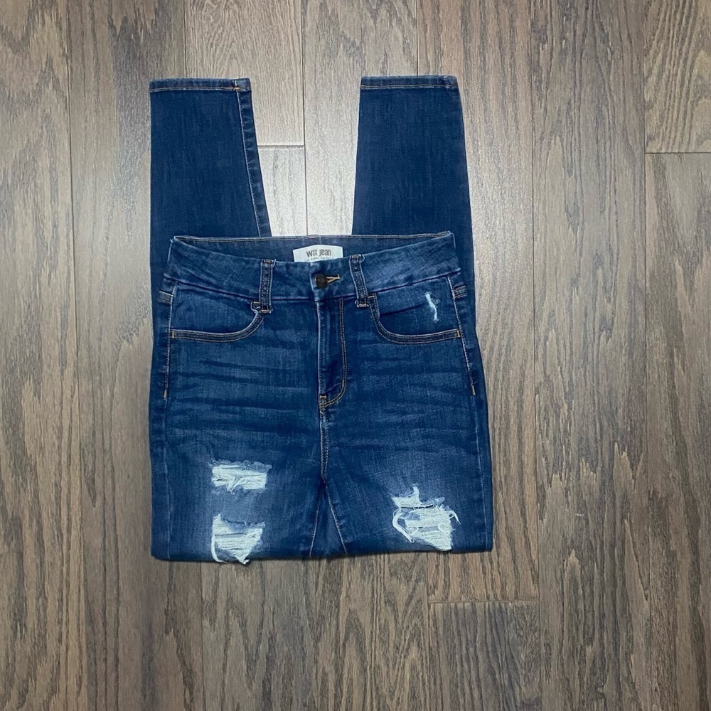Wax Jean Women's Skinny Jeans in Deep Blue - Picture 7 of 11